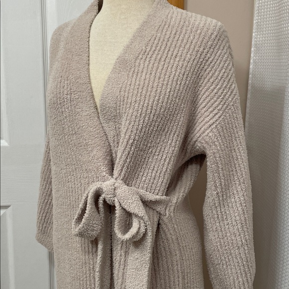 Barefoot Dreams Cozy Chic Knit Cardigan Side Tie M Beige - Picture 2 of 4